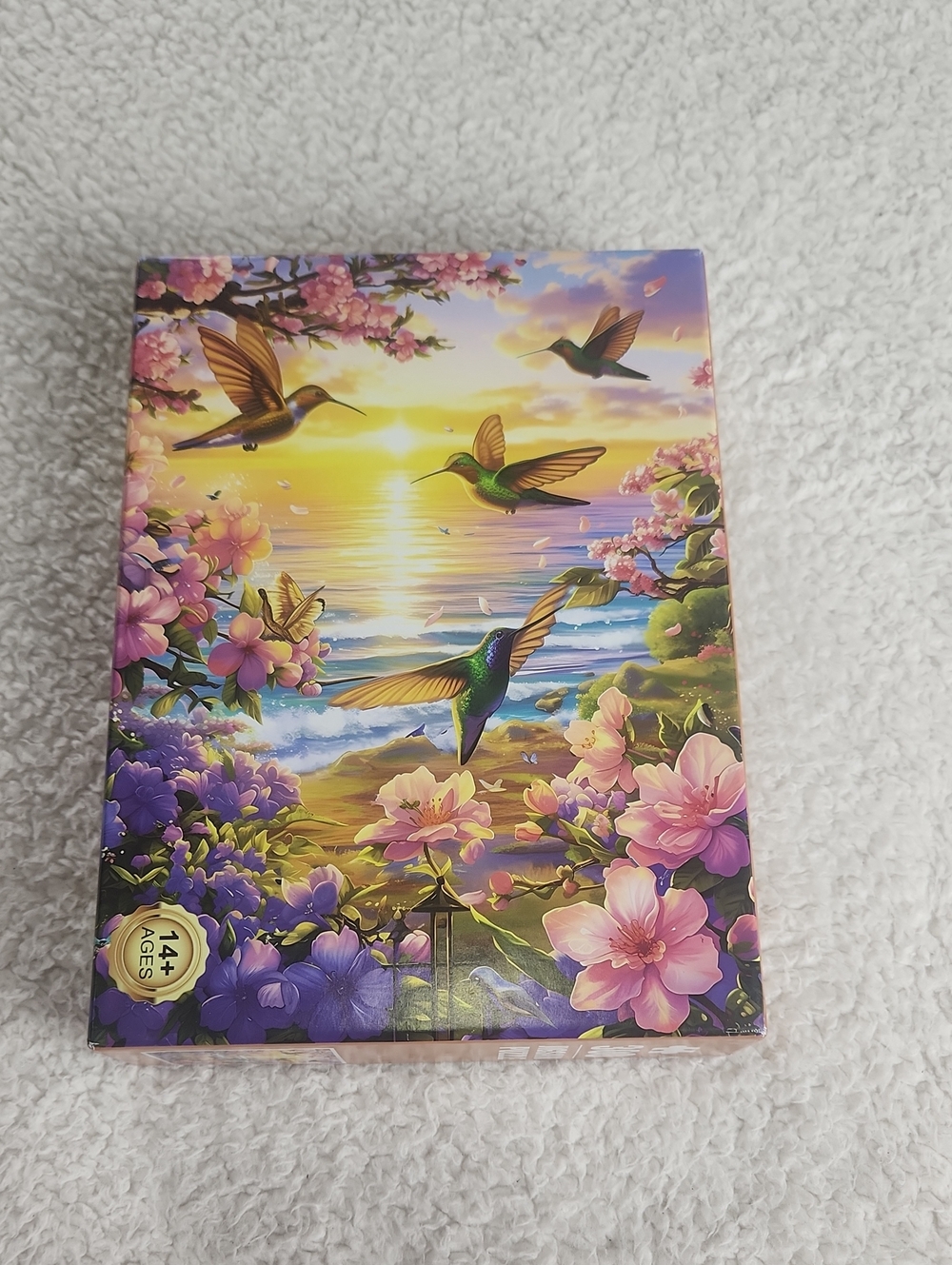 Hummingbird Flower Tropical Ocean Beach Puzzle Vibrant Floral Artwork